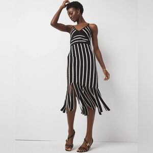 WHBM Halter Sweater Dress with Fringe in Black and White Size Medium